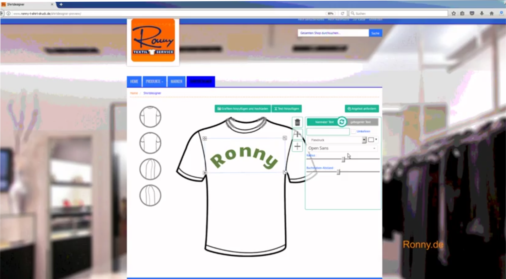 T Shirt online gestalten mit dem Konfigurator bei Ronny T Shirt Druck